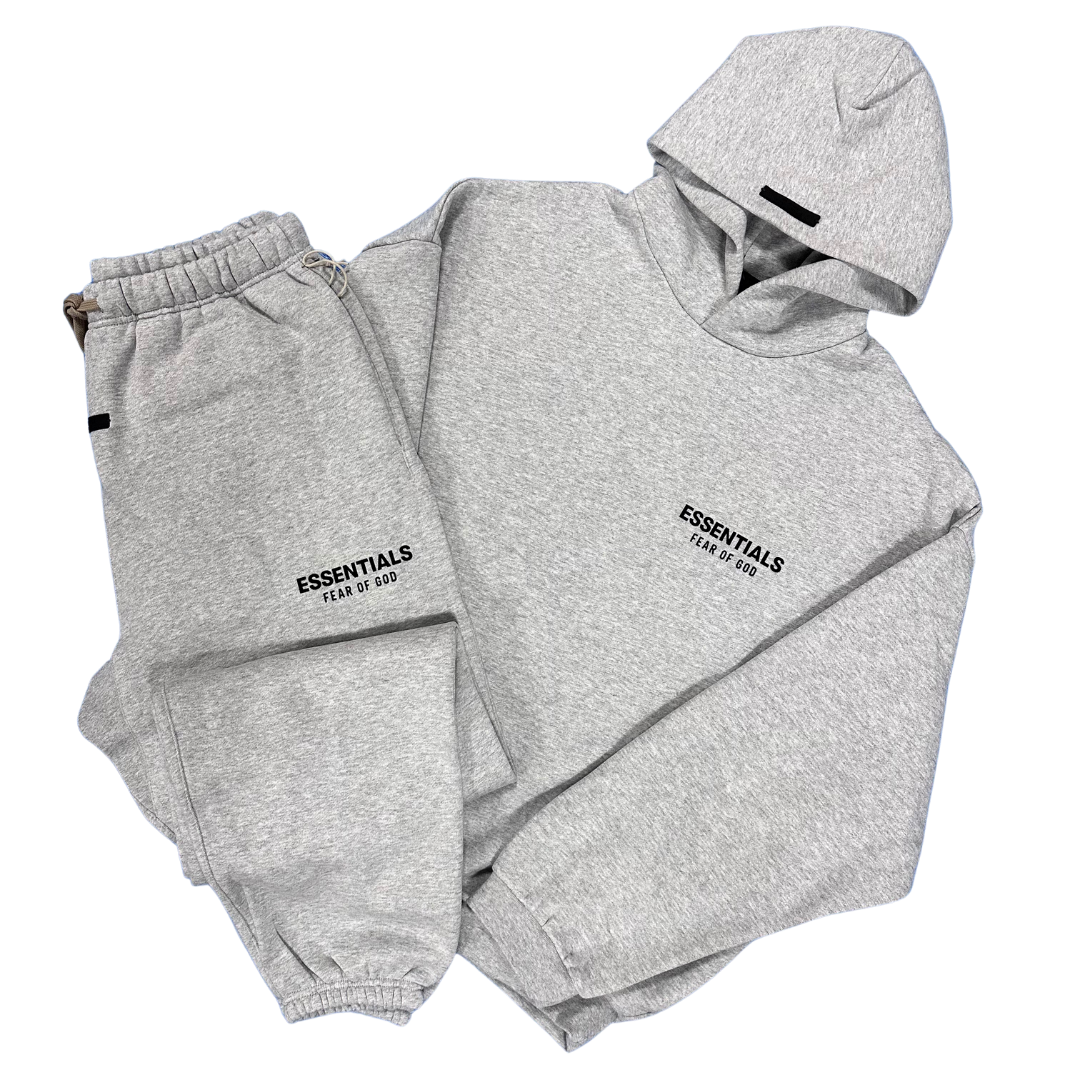 Fear Of God ESSENTIALS Light Heather Grey Tracksuit FW24 Hype Fear Of God ESSENTIALS Light Heather Grey Tracksuit FW24 Hype