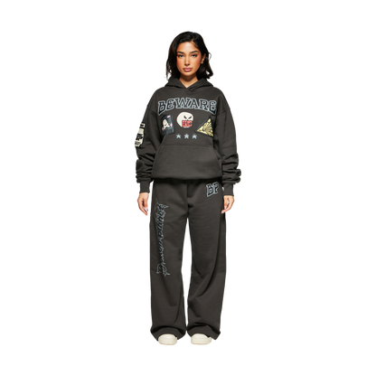 BROKEN PLANET BEWARE SOOT BLACK HOODIE