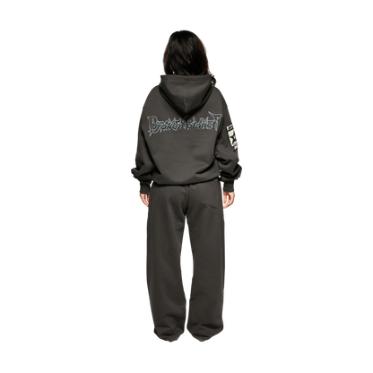 BROKEN PLANET BEWARE SOOT BLACK HOODIE