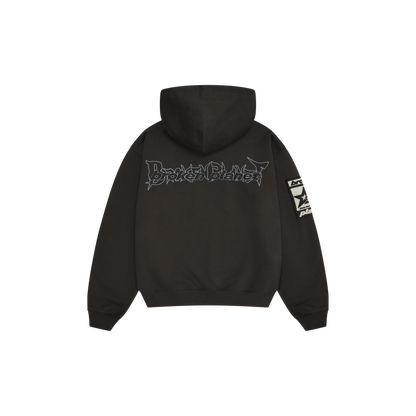 BROKEN PLANET BEWARE SOOT BLACK HOODIE