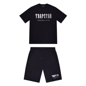 TRAPSTAR CHENILLE DECODED SHORT SET - BLACK / GREY