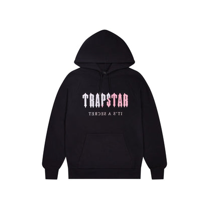 TRAPSTAR DECODED CHENILLE HOODED TRACKSUIT - BLACK / PINK