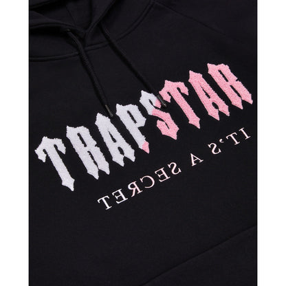 TRAPSTAR DECODED CHENILLE HOODED TRACKSUIT - BLACK / PINK