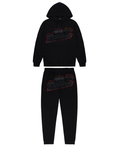 TRAPSTAR SHOOTERS HOODED TRACKSUIT - BLACK / RED