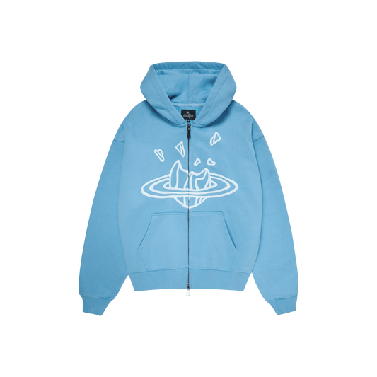 BROKEN PLANET LIGHT BLUE ZIP UP HOODIE