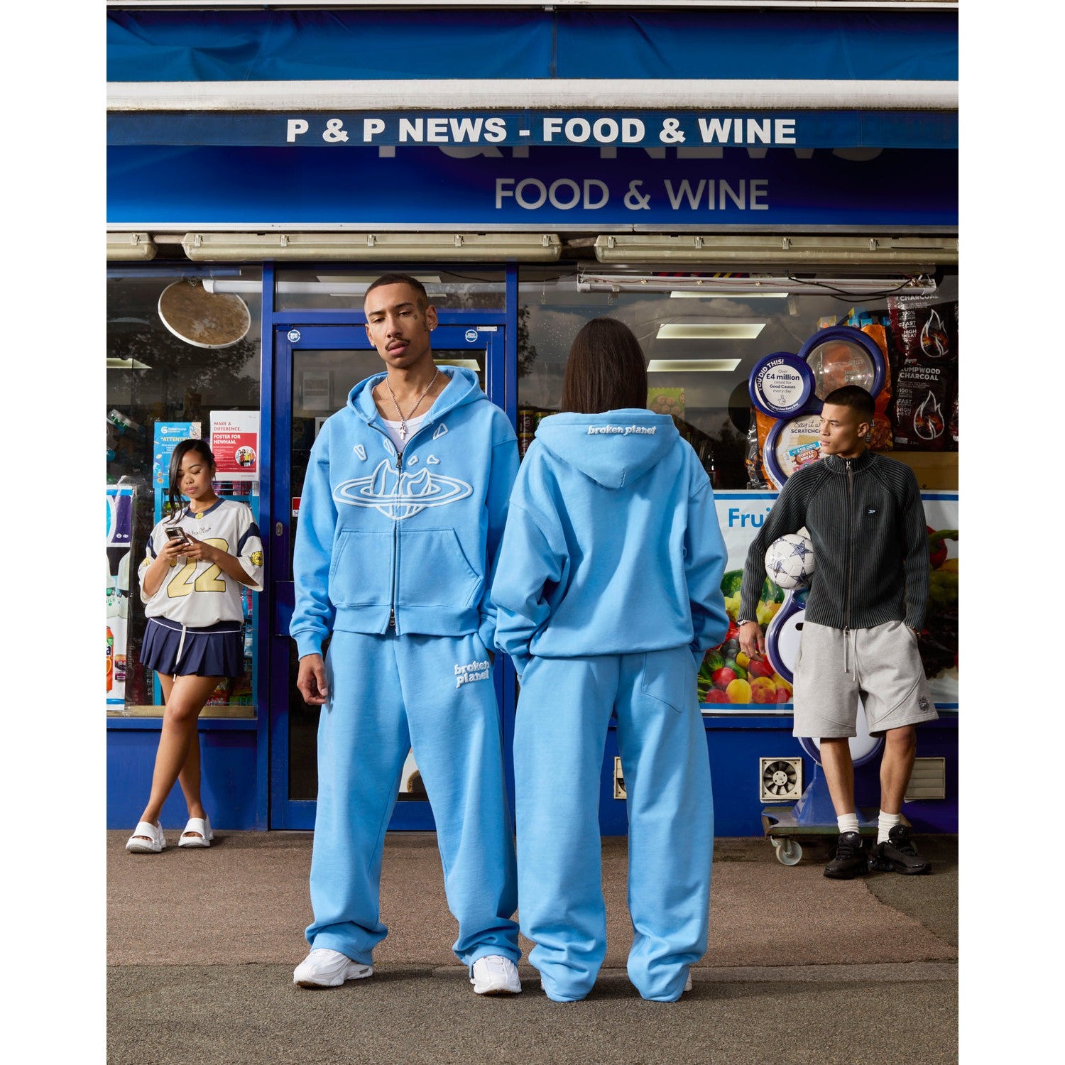 BROKEN PLANET LIGHT BLUE ZIP UP TRACKSUIT