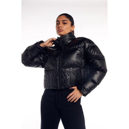 TRAPSTAR WOMEN’S IRONGATE EMBOSSED PUFFER JACKET - MATT BLACK