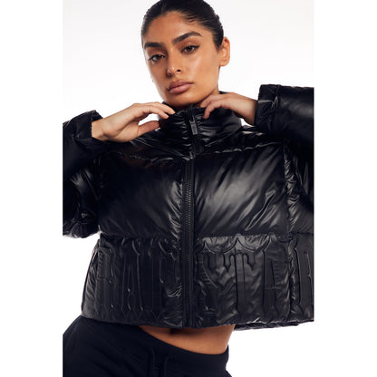 TRAPSTAR WOMEN’S IRONGATE EMBOSSED PUFFER JACKET - MATT BLACK