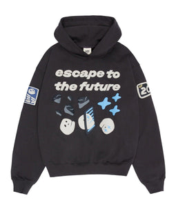 BROKEN PLANET 'ESCAPE TO THE FUTURE' SOOT BLACK HOODIE