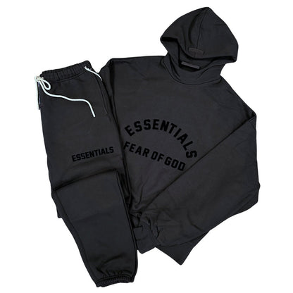 FEAR OF GOD ESSENTIALS JET BLACK ARCH LOGO TRACKSUIT (SS23)