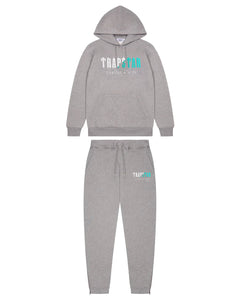 TRAPSTAR DECODED CHENILLE HOODED TRACKSUIT - GREY / TEAL