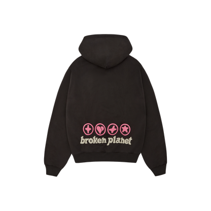 BROKEN PLANET 'HEARTS ARE MADE TO BE BROKEN' SOOT BLACK HOODIE