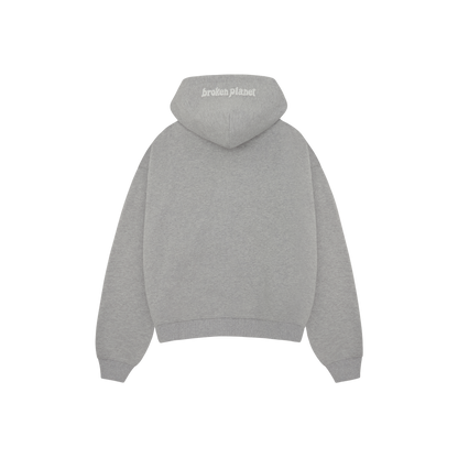 BROKEN PLANET HEATHER GREY ZIP UP HOODIE