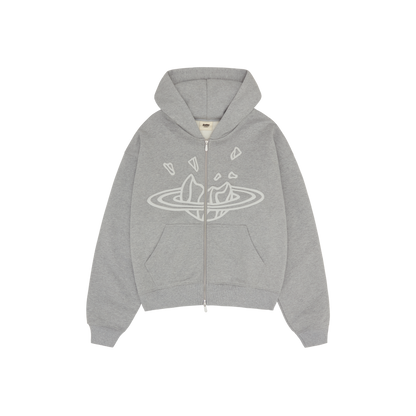 BROKEN PLANET HEATHER GREY ZIP UP HOODIE