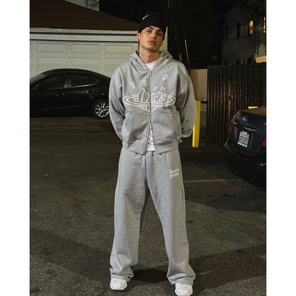 BROKEN PLANET HEATHER GREY ZIP UP TRACKSUIT