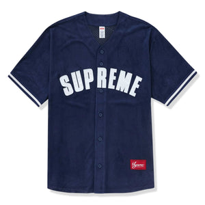 SUPREME ULTRASUEDE MESH BASEBALL JERSEY & SHORT SET - NAVY