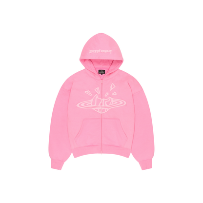 BROKEN PLANET CANDY PINK ZIP UP HOODIE