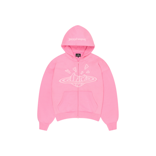 BROKEN PLANET CANDY PINK ZIP UP HOODIE