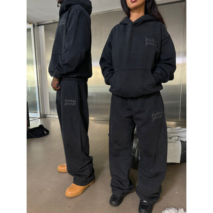 BROKEN PLANET BASICS WASHED MIDNIGHT BLACK TRACKSUIT