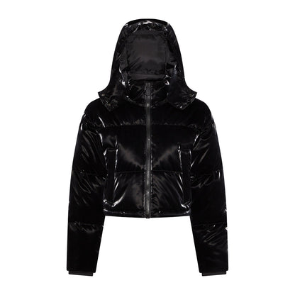 TRAPSTAR WOMEN’S ARCH AW23 HOODED PUFFER JACKET - GLOSS BLACK