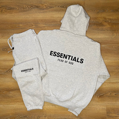 FEAR OF GOD ESSENTIALS LIGHT HEATHER OATMEAL FULL TRACKSUIT (SS22)