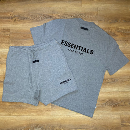FEAR OF GOD ESSENTIALS DARK HEATHER OATMEAL FULL SHORT SET (SS22)