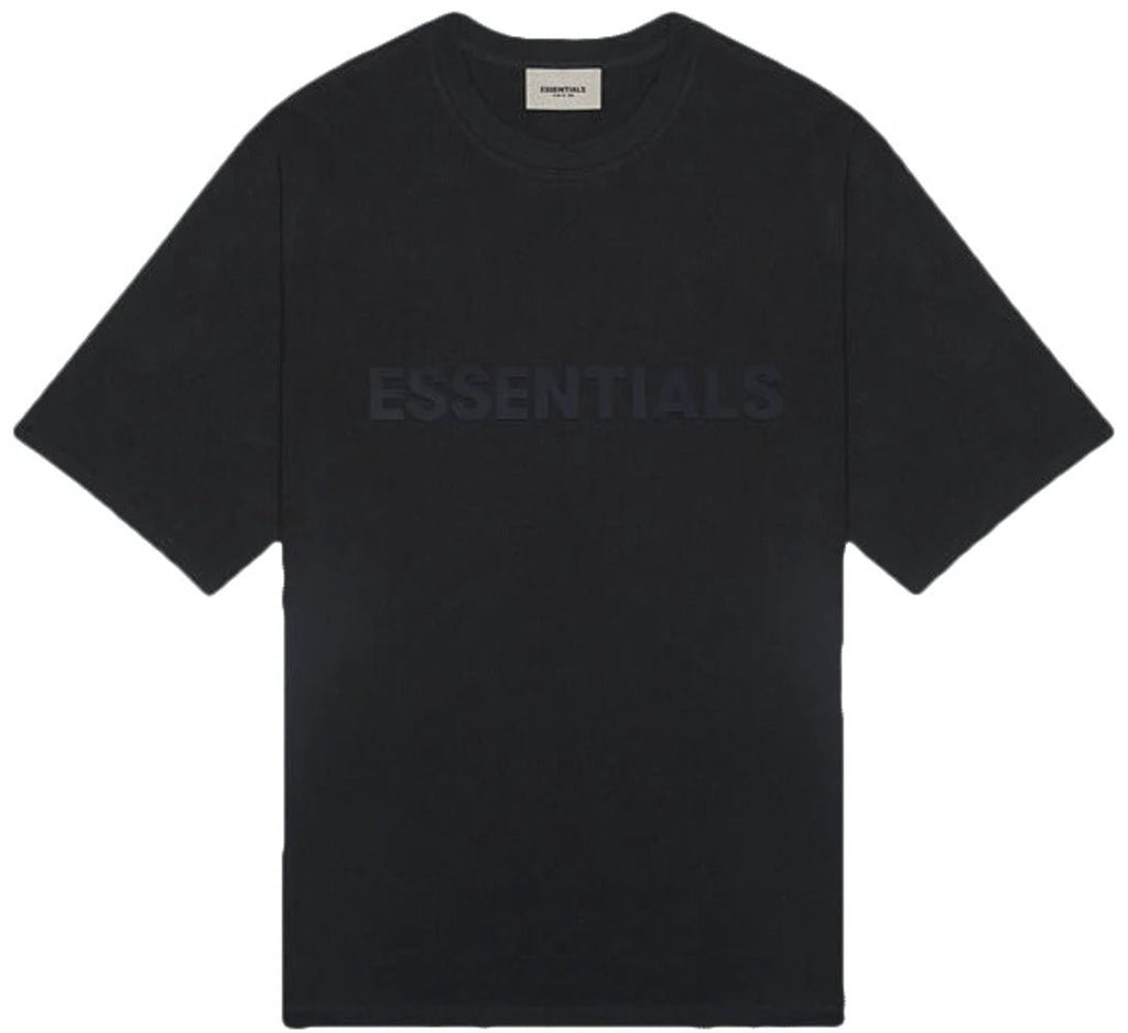 FEAR OF GOD ESSENTIALS BLACK FRONT LOGO T-SHIRT - Hype Locker UK