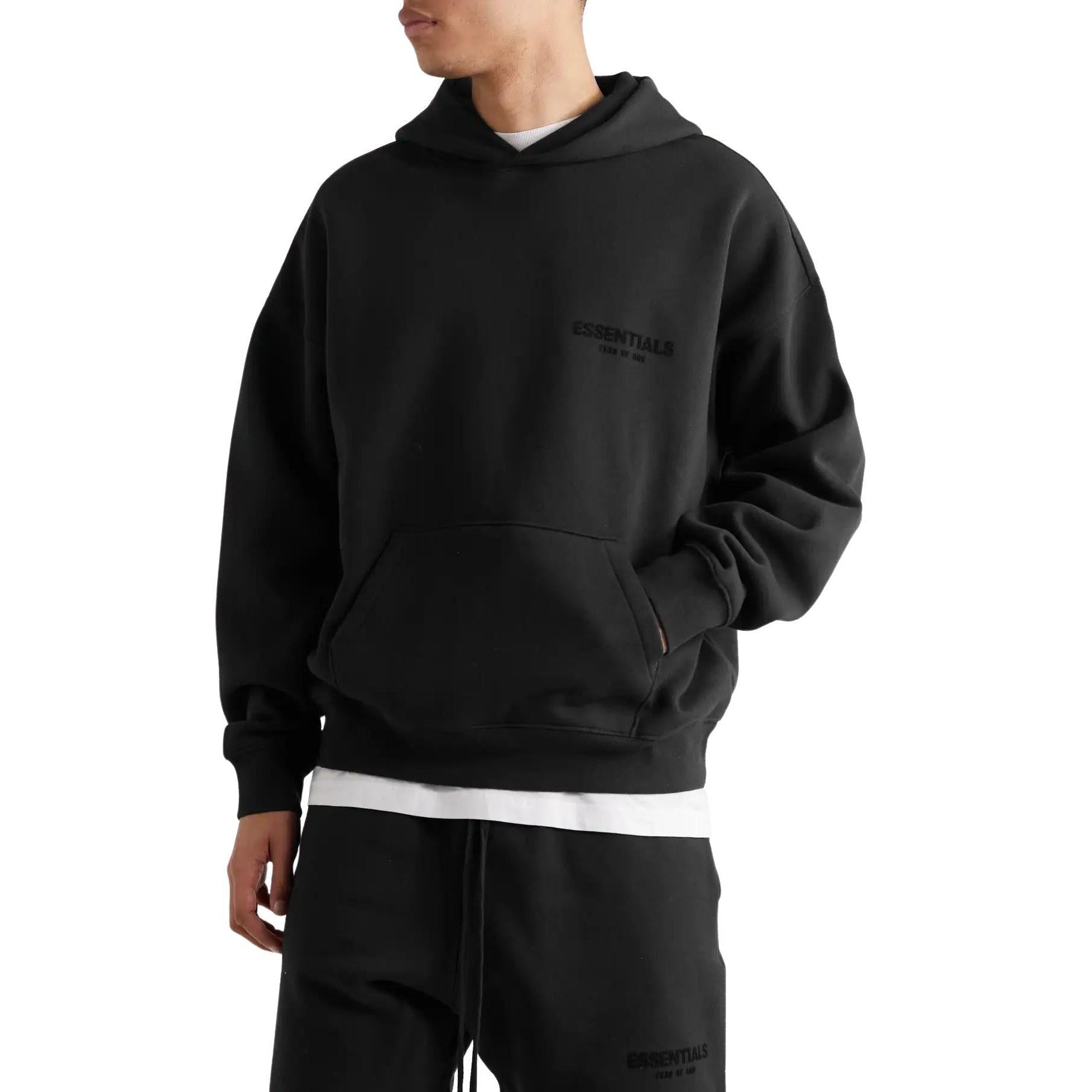 FEAR OF GOD ESSENTIALS BLACK STRETCH LIMO HOODIE (SS22)
