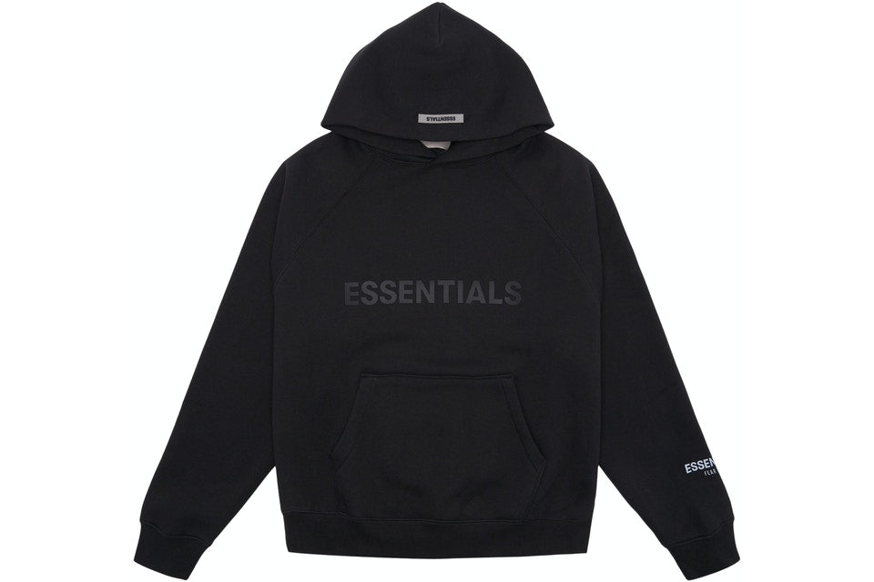 FEAR OF GOD ESSENTIALS BLACK / STRETCH LIMO PULLOVER HOODIE - Hype Locker UK