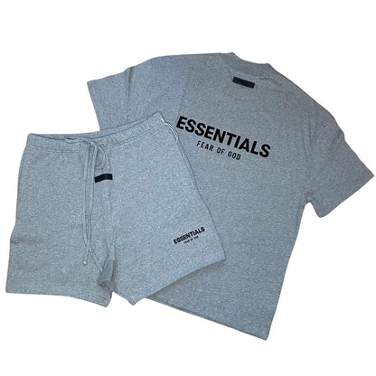 FEAR OF GOD ESSENTIALS HEATHER OATMEAL SHORT SET (SS22) - Hype Locker UK