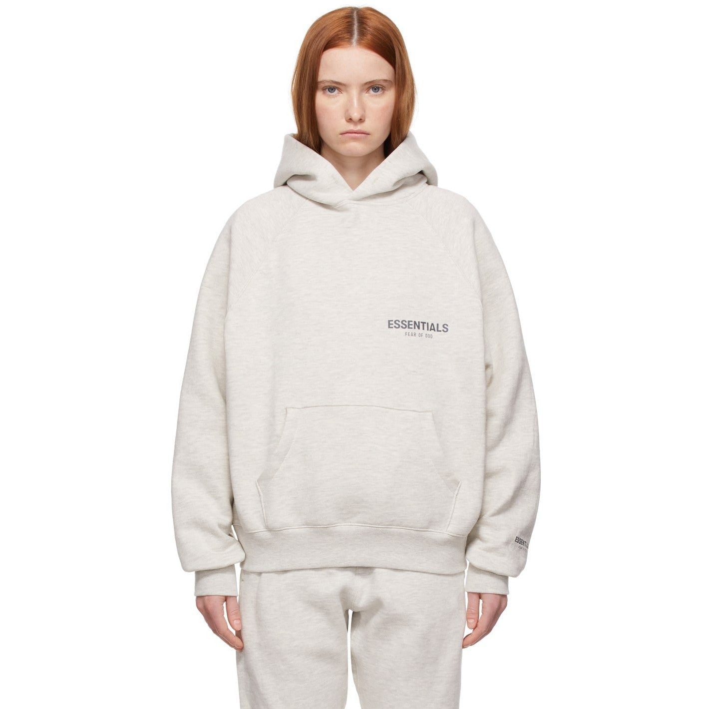 FEAR OF GOD ESSENTIALS LIGHT HEATHER OATMEAL CORE COLLECTION HOODIE - Hype Locker UK