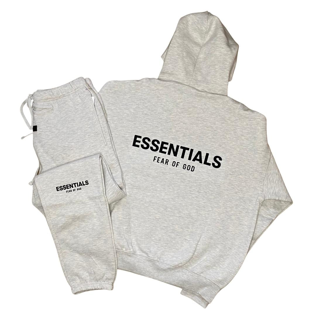 Fear of God ESSENTIALS - Light Heather Oatmeal Tracksuit (SS22) | Hype ...