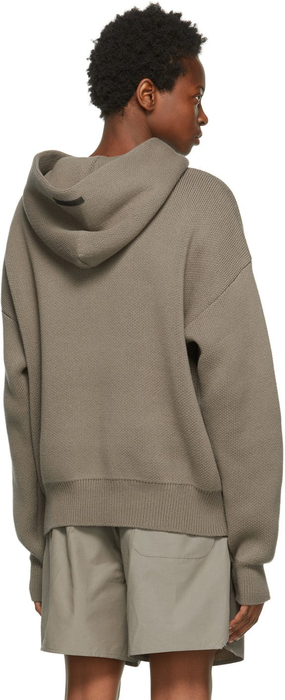 FEAR OF GOD ESSENTIALS TAUPE KNIT HOODIE - Hype Locker UK