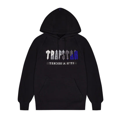 TRAPSTAR CHENILLE DECODED 2.0 HOODED TRACKSUIT - BLACK / BLUE - Hype Locker UK