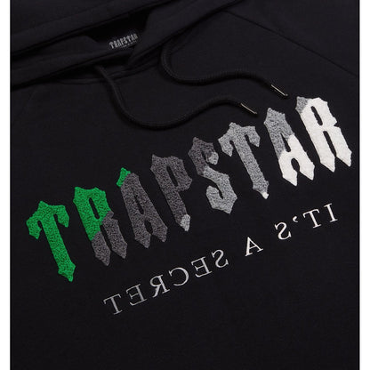 TRAPSTAR CHENILLE DECODED HOODED TRACKSUIT - BLACK / GREEN BEE - Hype Locker UK