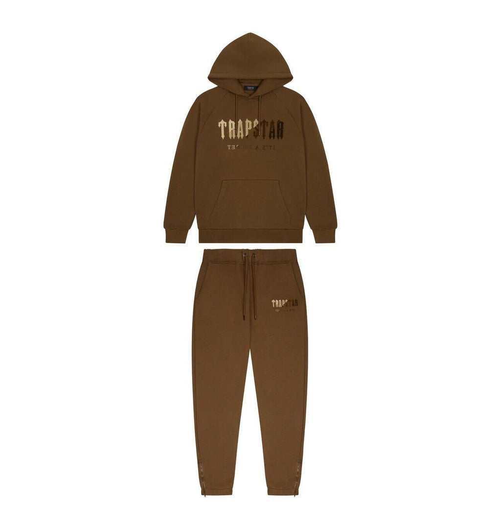 TRAPSTAR CHENILLE DECODED HOODED TRACKSUIT - EARTH BROWN - Hype Locker UK