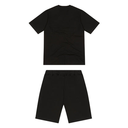 TRAPSTAR CHENILLE DECODED SHORT SET - BLACK / GREEN - Hype Locker UK