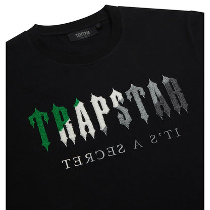 TRAPSTAR CHENILLE DECODED SHORT SET - BLACK / GREEN - Hype Locker UK