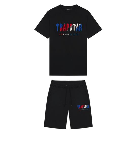 TRAPSTAR CHENILLE DECODED SHORT SET - BLACK REVOLUTION - Hype Locker UK