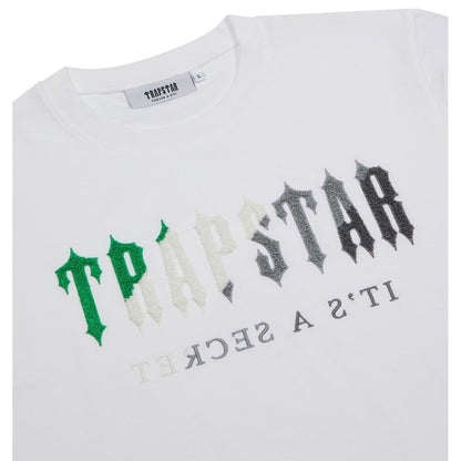 TRAPSTAR CHENILLE DECODED SHORT SET - WHITE / GREEN - Hype Locker UK