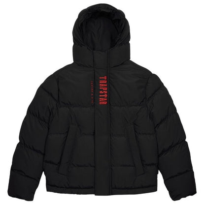 TRAPSTAR DECODED HOODED PUFFER JACKET 2.0 - BLACK / INFRARED - Hype Locker UK