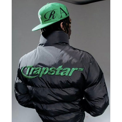 TRAPSTAR HYPERDRIVE PUFFER JACKET - BLACK / GREEN - Hype Locker UK