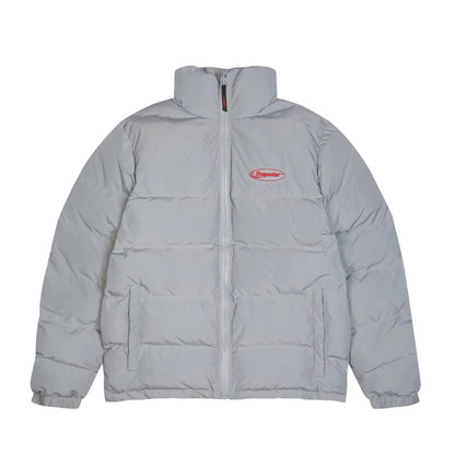 TRAPSTAR HYPERDRIVE PUFFER JACKET - LIGHT GREY / RED - Hype Locker UK