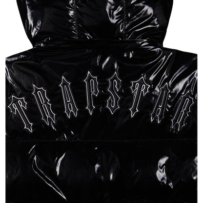 TRAPSTAR IRONGATE DETACHABLE HOODED PUFFER JACKET - SHINY BLACK - Hype Locker UK