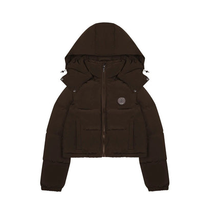 TRAPSTAR WOMEN’S IRONGATE DETACHABLE HOODED PUFFER JACKET - BROWN - Hype Locker UK